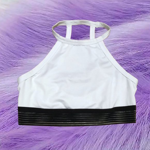 🌸🖤3/$30 - Cute Victoria's Secret White High Neck Halter Bra & Black Mesh - Picture 4 of 7